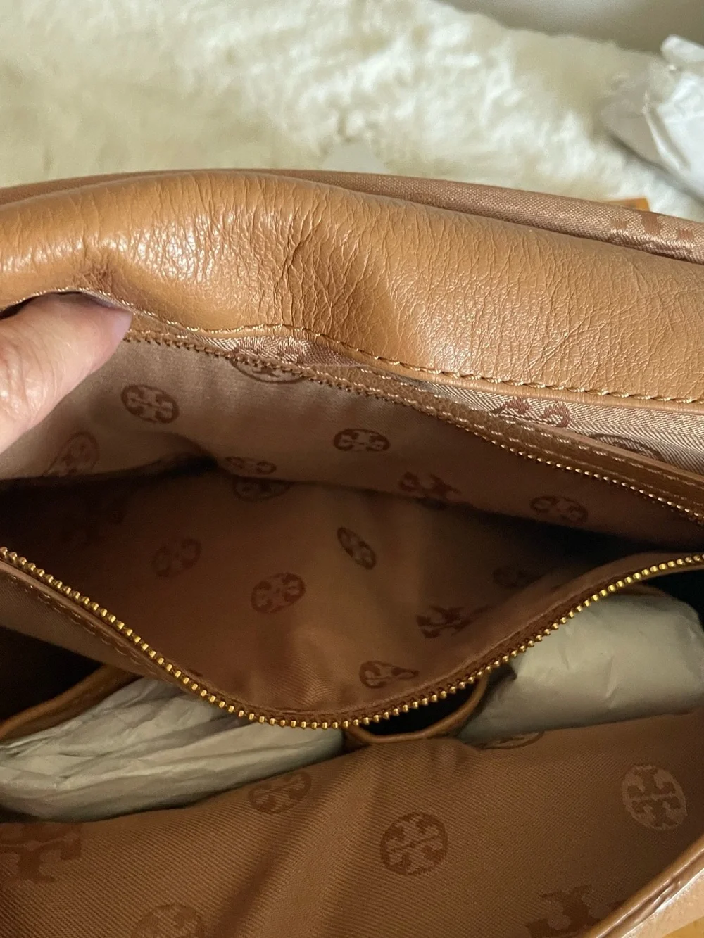 NWT Tory Burch Marion Whipstitch Leather Shoulder Bag in Saddle Brown